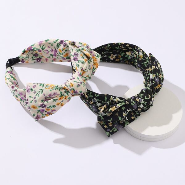 

2pcs Bow Knot Decor Headband, Multicolor