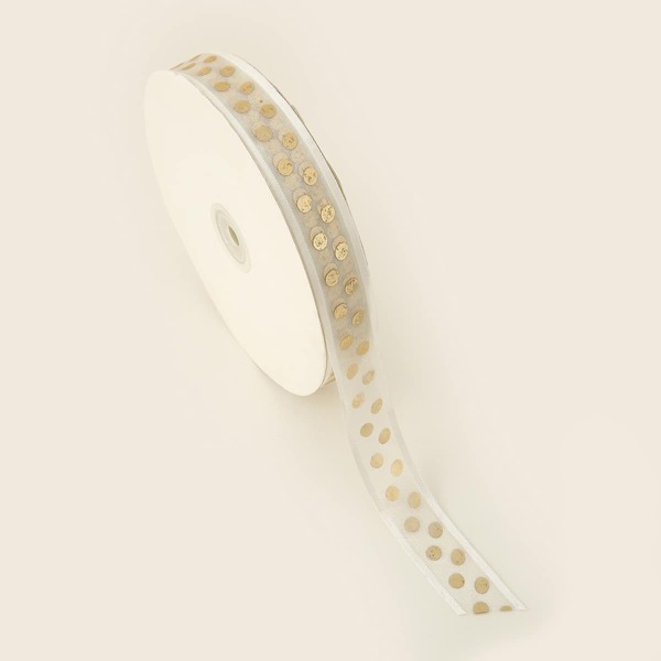 

1roll Polka Dot Pattern Ribbon, Gold