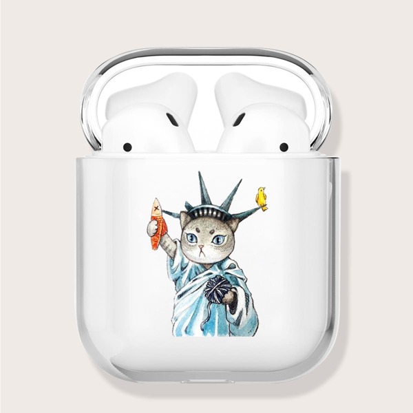 

Cartoon Cat Clear Case For Airpods, Multicolor