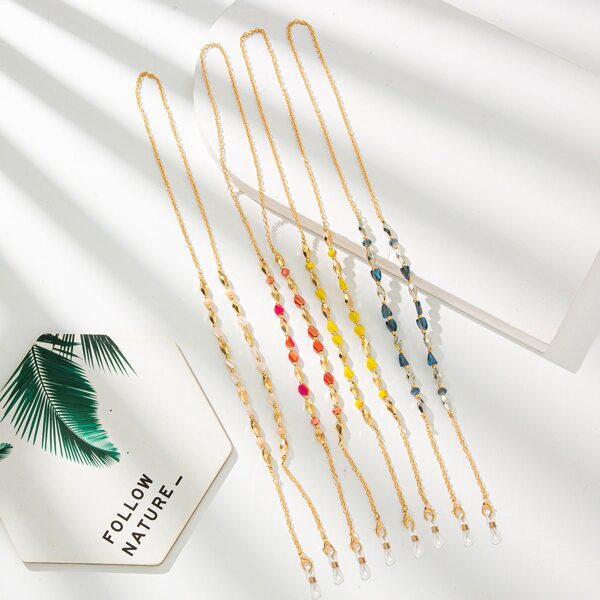 

4pcs Crystal Decor Face Mask Chain, Multicolor