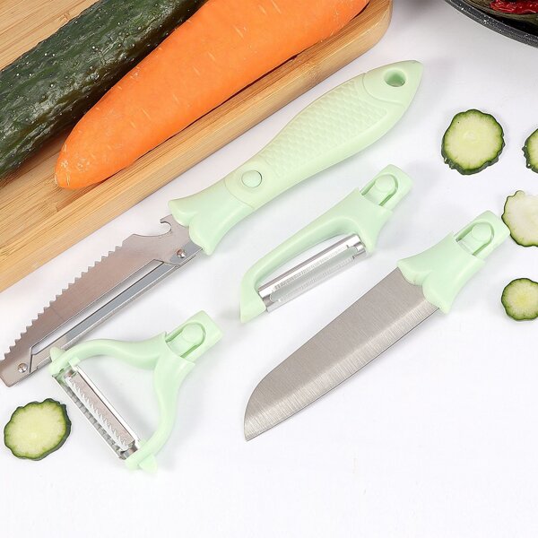 

4pcs Fruit Knife & Peeler Set, Mint green