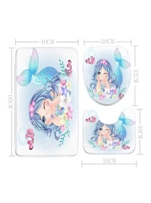1pc Mermaid Print Bath Mat Or Shower Curtain Or Toilet mat - Multicolor - View 2