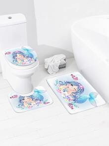 1pc Mermaid Print Bath Mat Or Shower Curtain Or Toilet mat - Multicolor - View 3