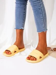 Minimalist Letter Embossed Slides - Yellow - View 3