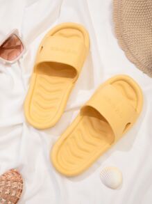 Minimalist Letter Embossed Slides - Yellow - View 4