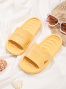 Minimalist Letter Embossed Slides - Yellow - View 5