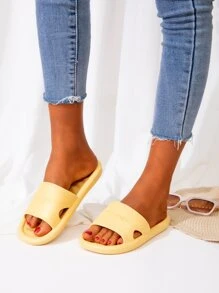 Minimalist Letter Embossed Slides - Yellow - View 6