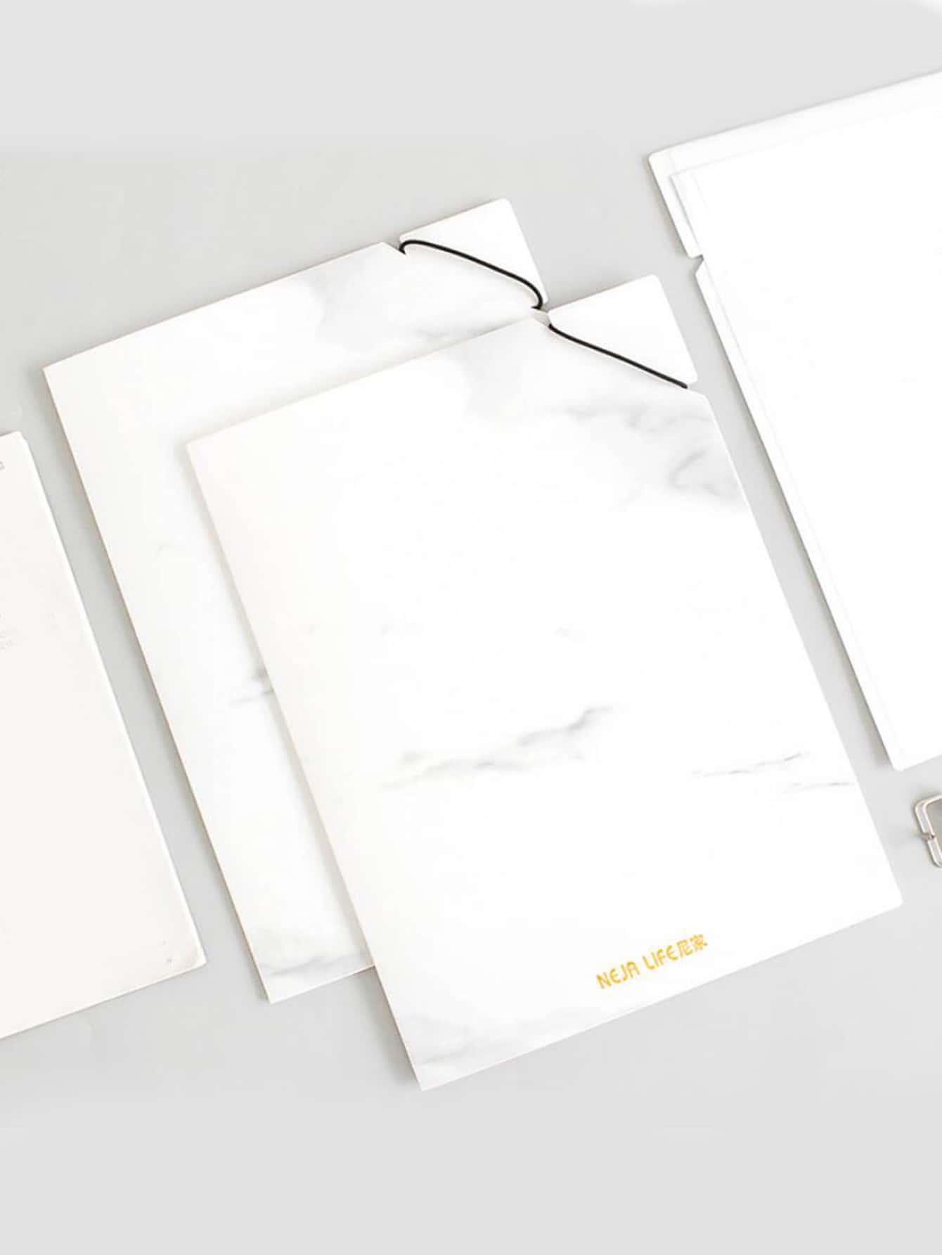 1pc Marble Pattern Folder - White - View 1