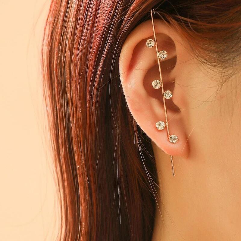 

1pc Rhinestone Ear Cuff, Gold