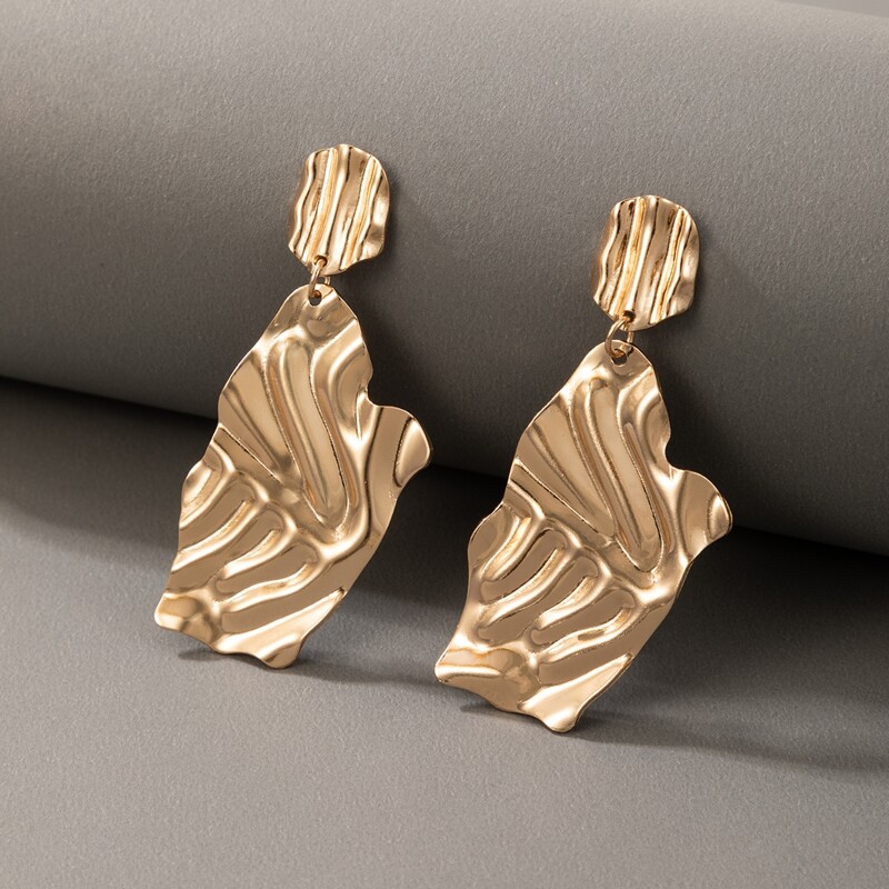 

Textured Metal Drop Earrings, Gold