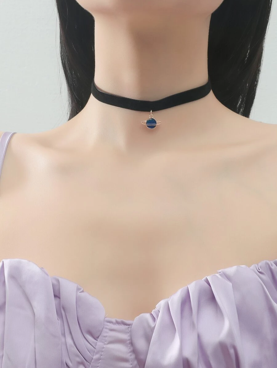 Planet Charm Choker - màu đen - Xem 1