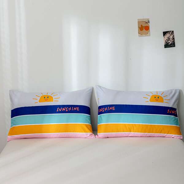 

1pair Striped Pillowcase Without Filler, Multicolor