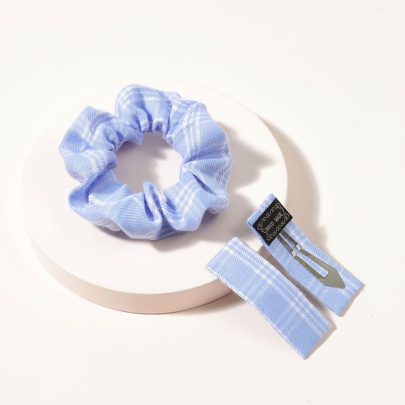 

3pcs Plaid Print Hair Accessory Set, Multicolor