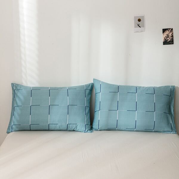 

1pair Plaid Pillowcase Without Filler, Green