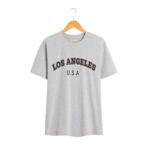 

Letter Graphic Crew Neck Tee, Light grey