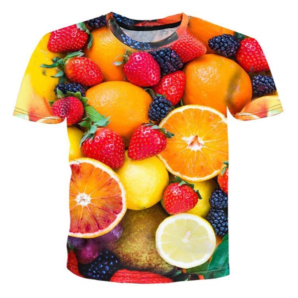 

Men Fruit Print Crew Neck Tee, Multicolor