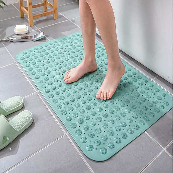 

1pc Solid Color Non-slip Bath Mat, Green