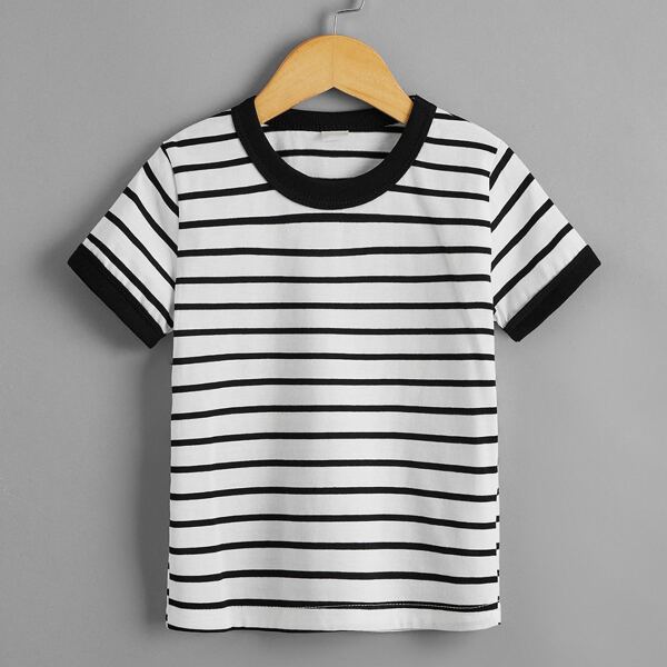 

Toddler Boys Striped Tee, Black and white