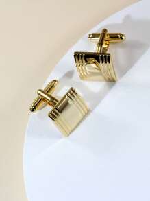 1 Pair Fashionable Gold Geometric Copper Cufflinks For Men - Yellow Gold - View 2
