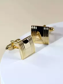 1 Pair Fashionable Gold Geometric Copper Cufflinks For Men - Yellow Gold - View 3