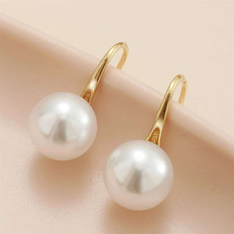 

Faux Pearl Drop Earrings, Gold