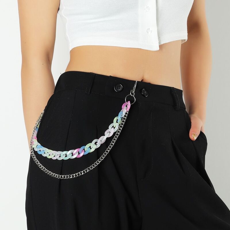 

Colorful Layered Pants Chain, Multicolor