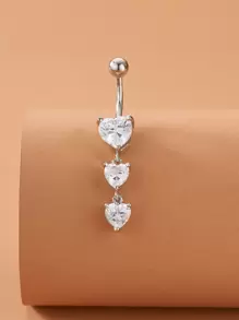 Nhẫn rốn trang trí hình trái tim bằng đồng Cubic Zirconia dành cho nam và nữ, xỏ khuyên Punk, quà tặng trang sức cơ thể thời trang cho mọi dịp Valentine - Bạc - Xem 1