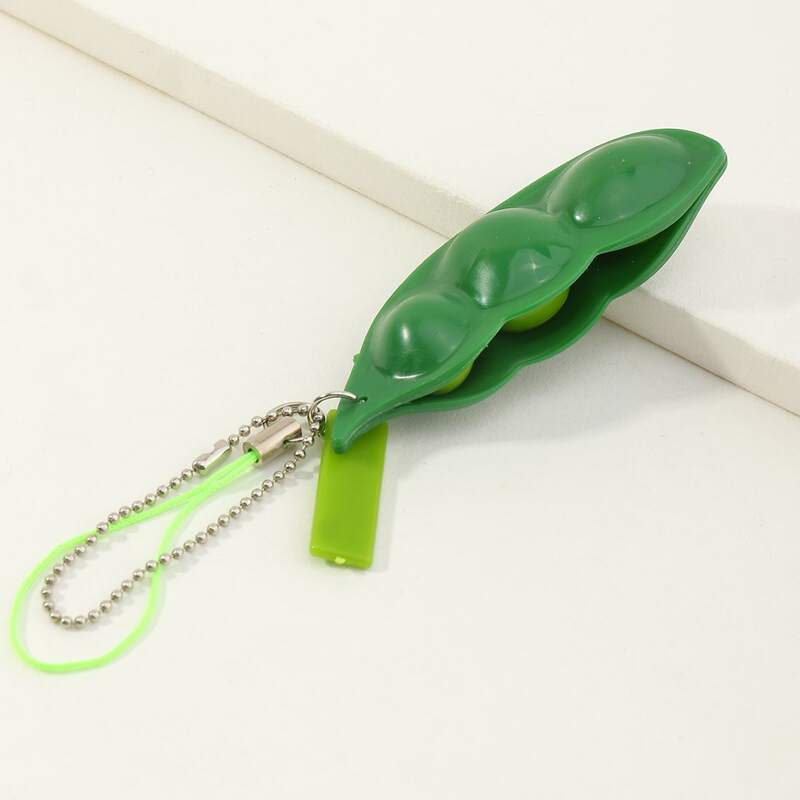 

1pc Stress Relief Pea Keychain, Green
