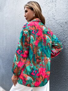 SHEIN Clasi Áo sơ mi Túi Hoa Boho - Nhiều màu - Xem 2