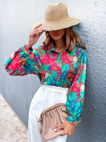 SHEIN Clasi Áo sơ mi Túi Hoa Boho - Nhiều màu - Xem 3