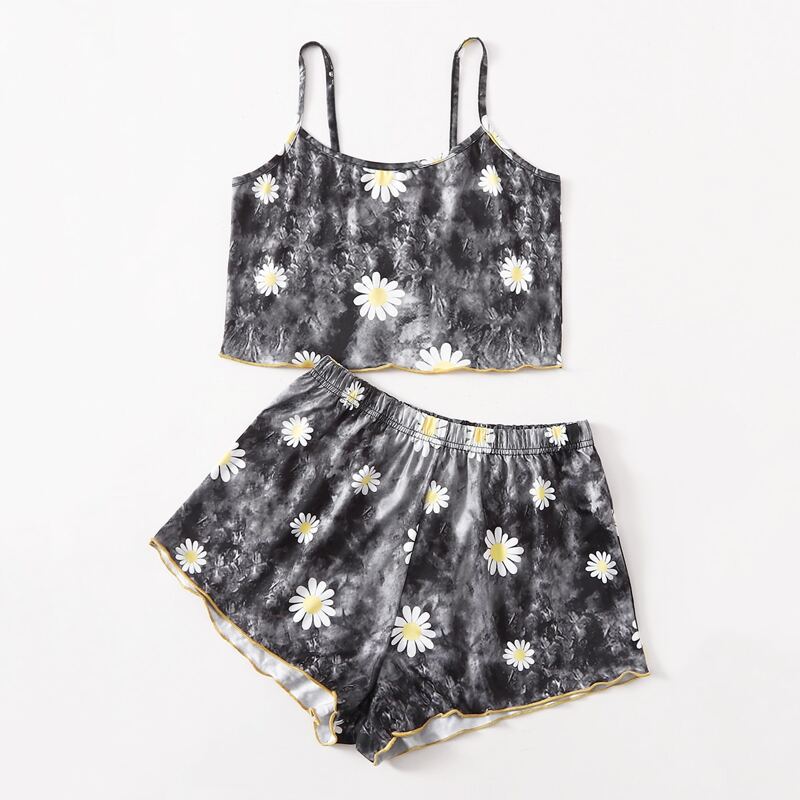 

Daisy Tie Dye Pajama Set, Black
