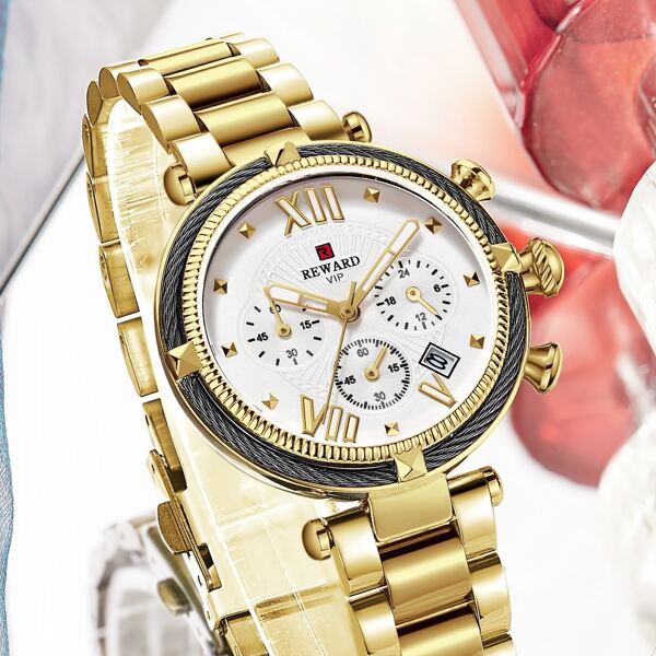 

Triple Dial Date Round Pointer Quartz Watch