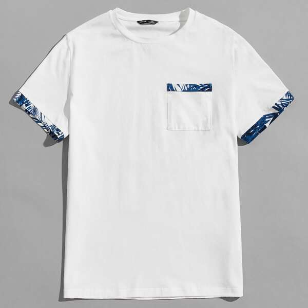 

Men Patch Pocket Tropical Trim Top, White