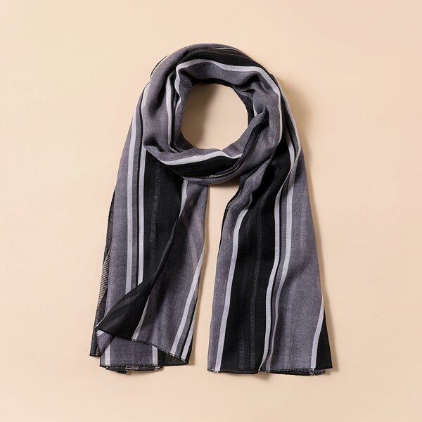 

Striped Pattern Scarf, Black