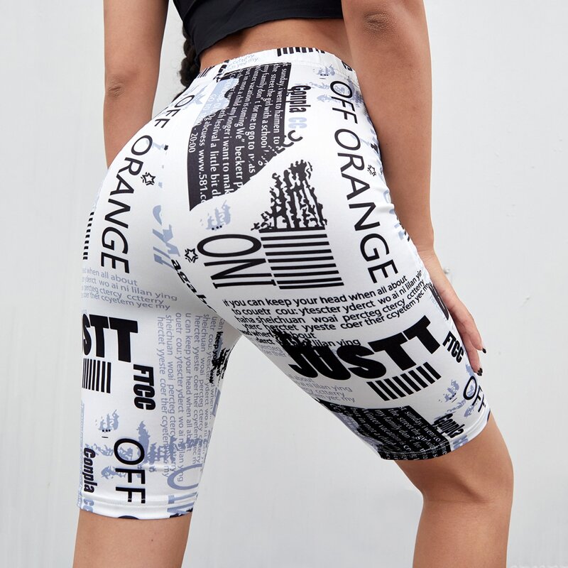 

Letter Graphic Biker Shorts, White
