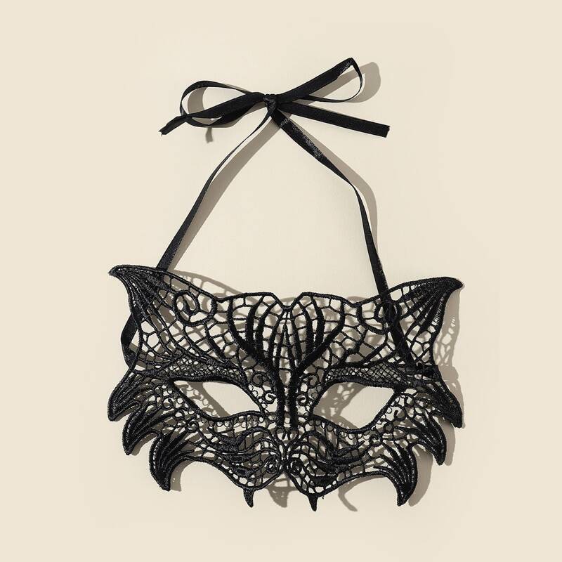 

1pc Tiger Design Lace Masquerade Accessory, Black