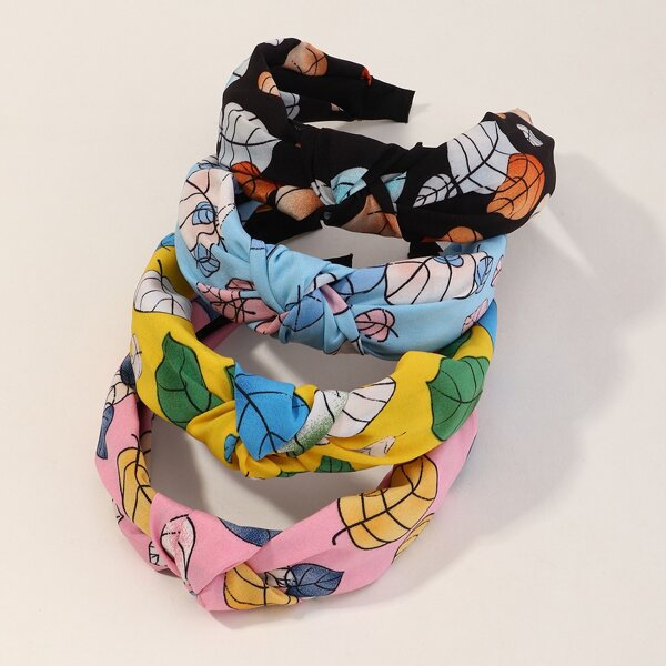 

4pcs Leaf Print Headband, Multicolor