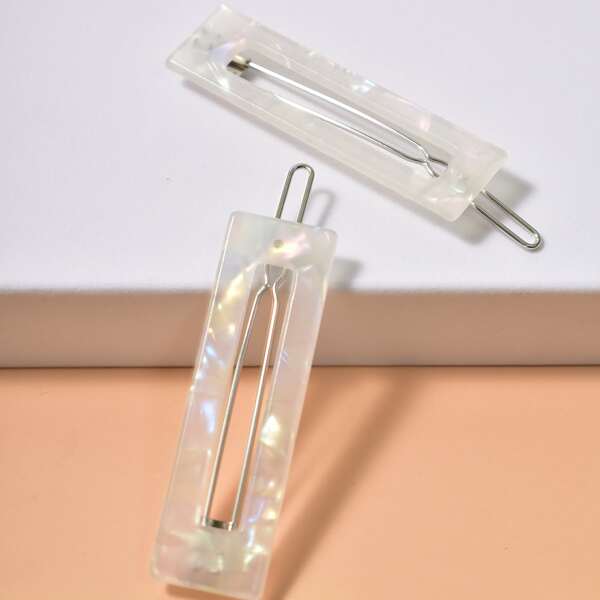 

2pcs Geometric Hair Clip, White