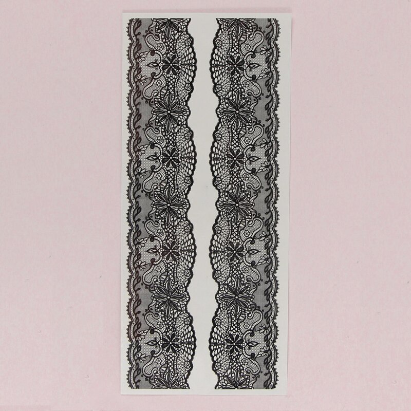 

1sheet Lace Pattern Waterproof Tattoo Sticker, Black