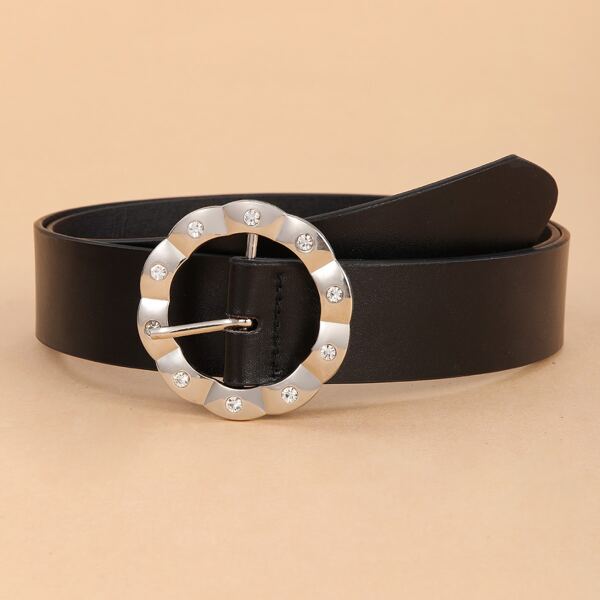 

Rhinestone Buckle Belt, Black