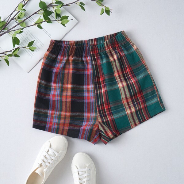 

Plus Tartan Plaid Shorts, Multicolor