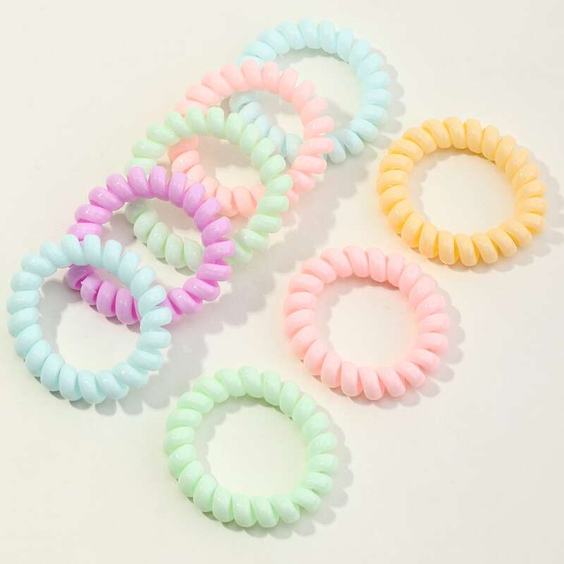 

8pcs Colorful Coil Hair Tie, Multicolor