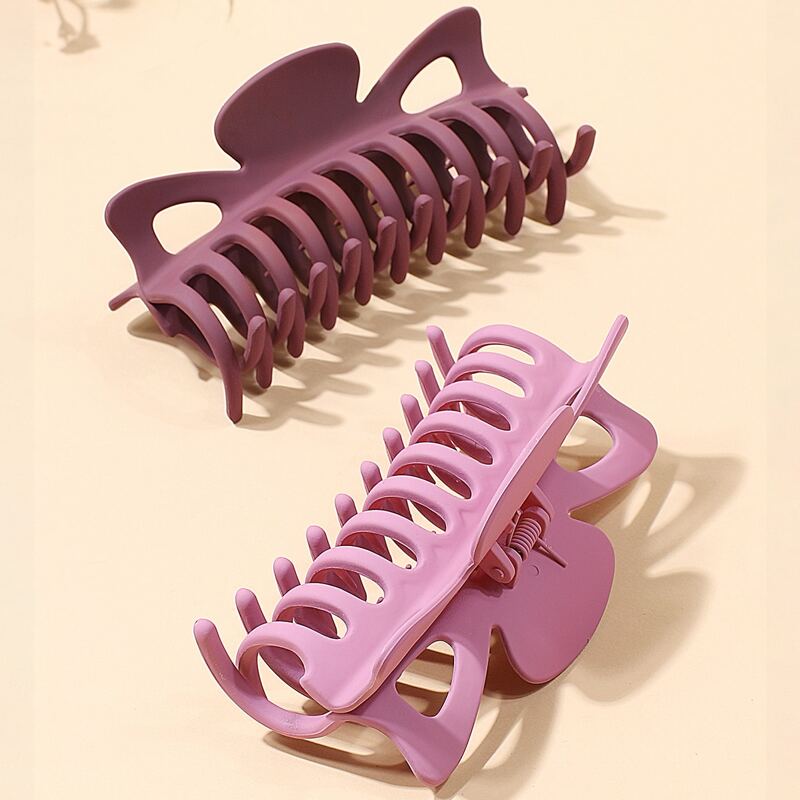 

2pcs Solid Hair Claw, Multicolor