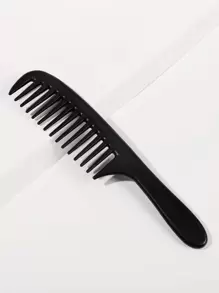 1pc Wide Teeth Hair Comb - Black - View 1