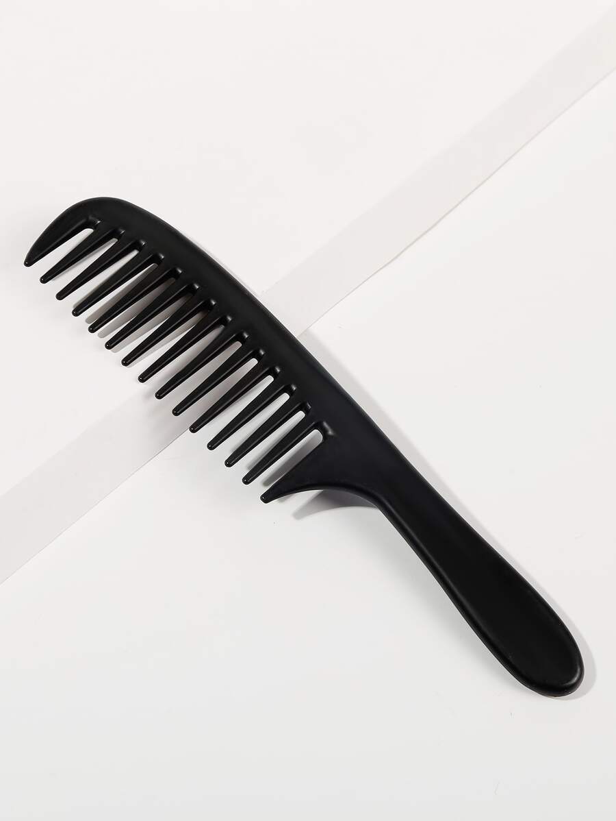 1pc Wide Teeth Hair Comb - Black - View 1