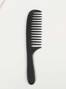 1pc Wide Teeth Hair Comb - Black - View 2