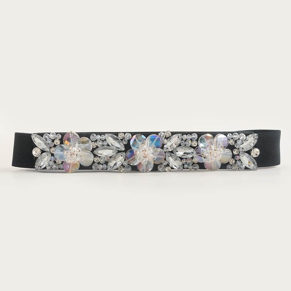 

Bead Decor Elastic Belt, Black