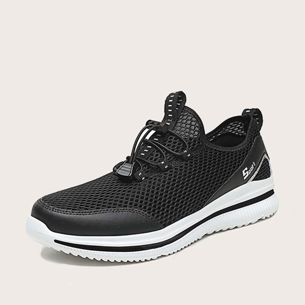 

Men Drawstring Front Breathable Sneakers, Black