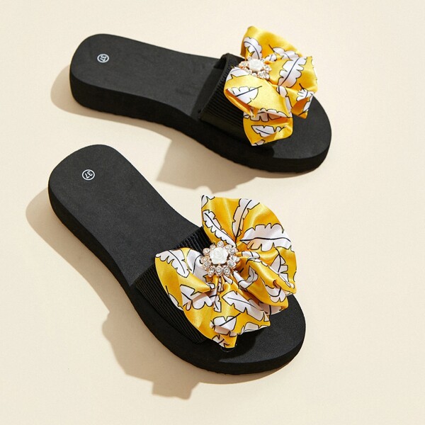 

Toddler Girls Rhinestone&Bow Decor Slippers, Multicolor