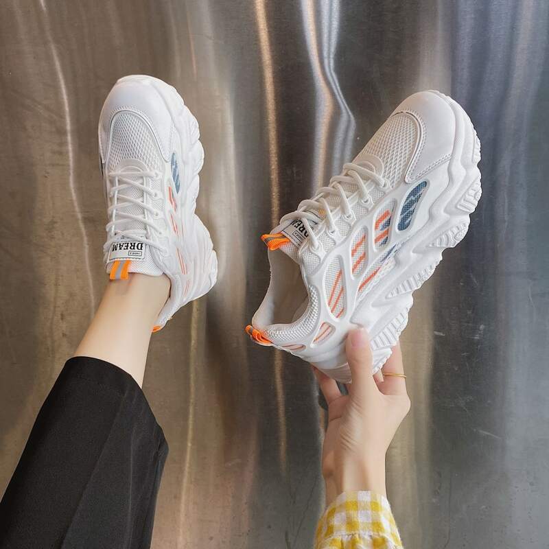 

Lace-up Mesh Chunky Sneakers, White